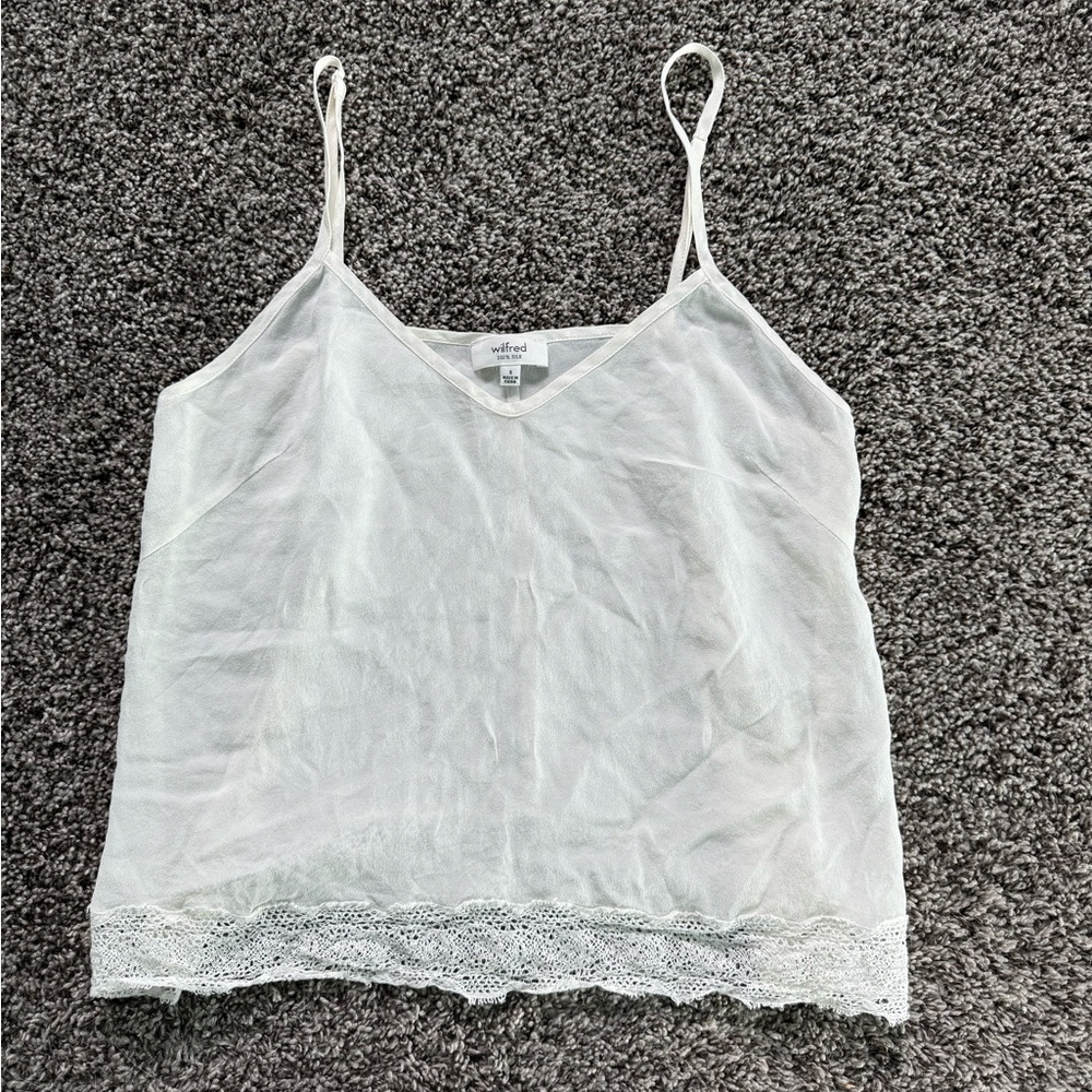 Wilfred white Aritzia silk cami - size small
